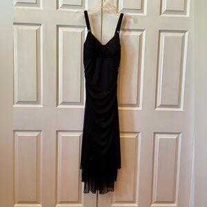 BLACK HI-LOW SLEEVELESS DRESS by SCARLETT SIZE 10 RHINESTONE EMBELLISHMENT